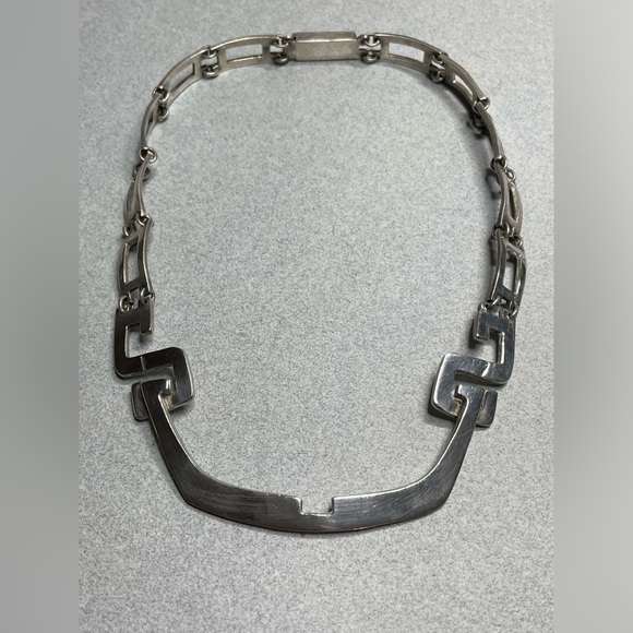 Erika Hult De Corral RIC Geometric AZTEC Sterling 925 17” Collar Necklace 6.75” - Picture 2 of 13